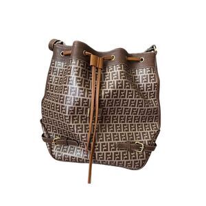Vintage Fendi Women's Mon Tresor FF Motif Mini Bucket Bag Brown Cream